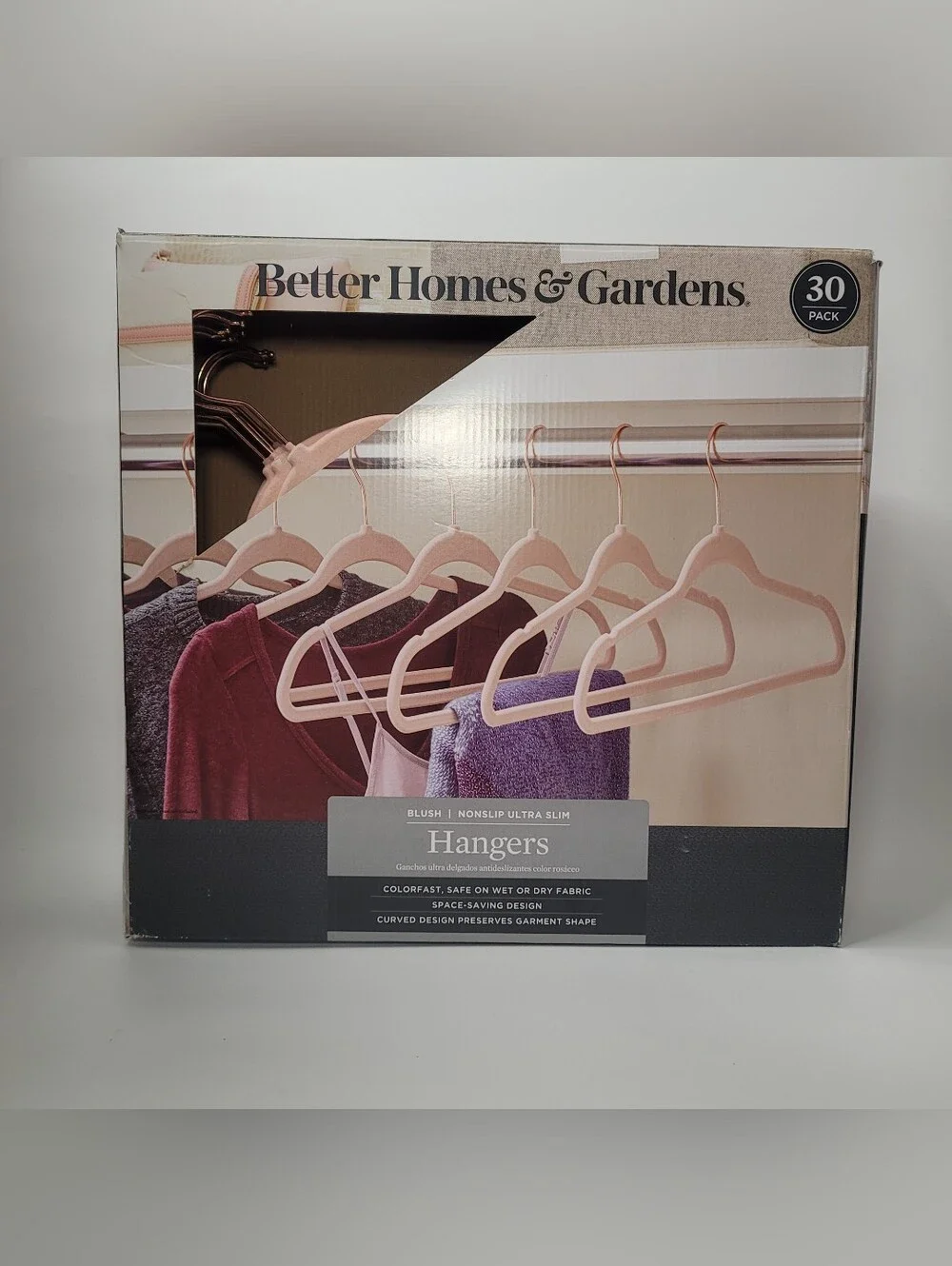 30 Pcs Pink Velvet Space-Saving Clothing Hangers 360° Hooks Non-Slip Notches
